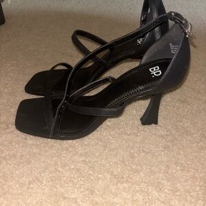 bp Black Sculptural Heels with Mary Jane Strap